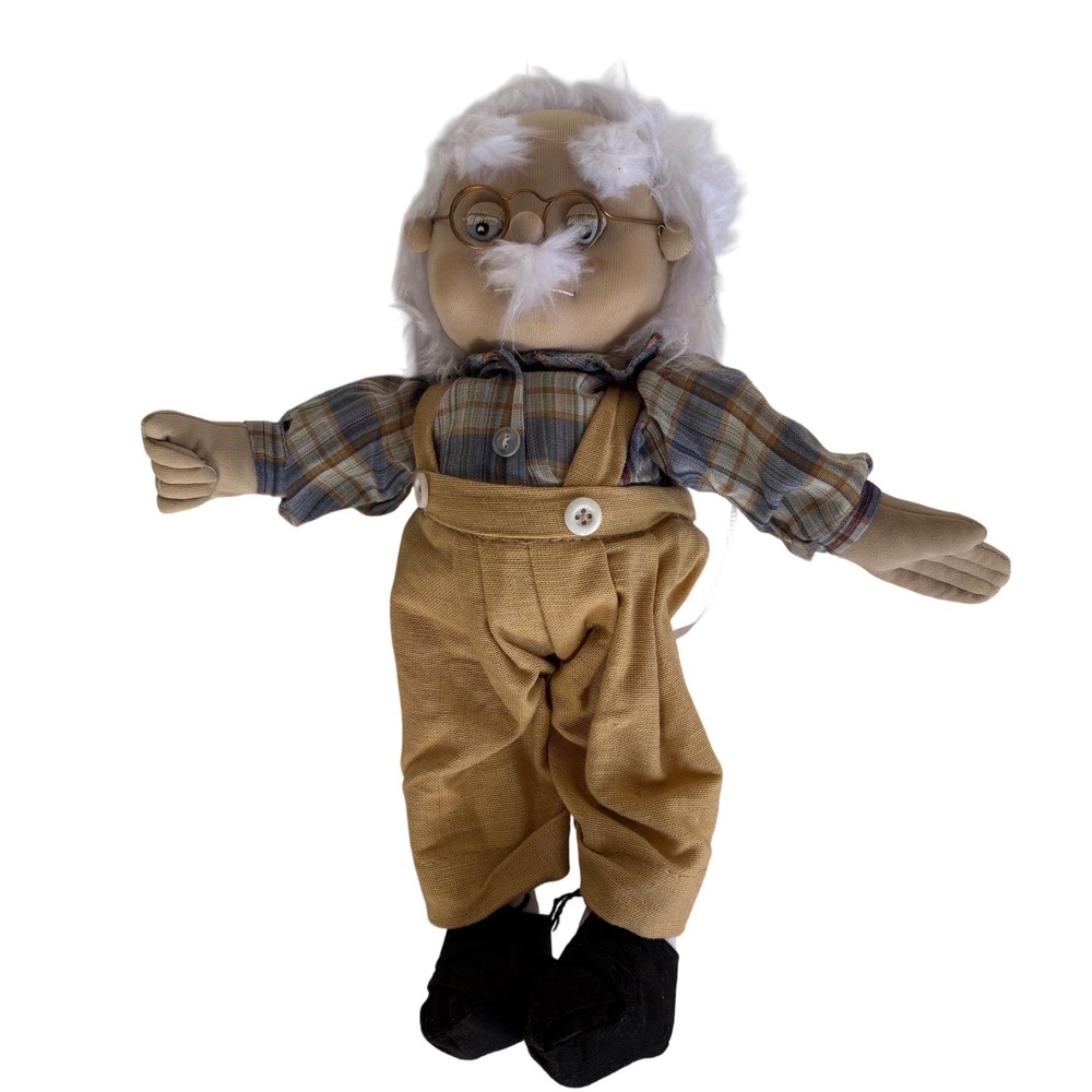 Handmade Folk Art Grandpa Doll OOAK Cloth Doll Primitive Elderly Professor Plush